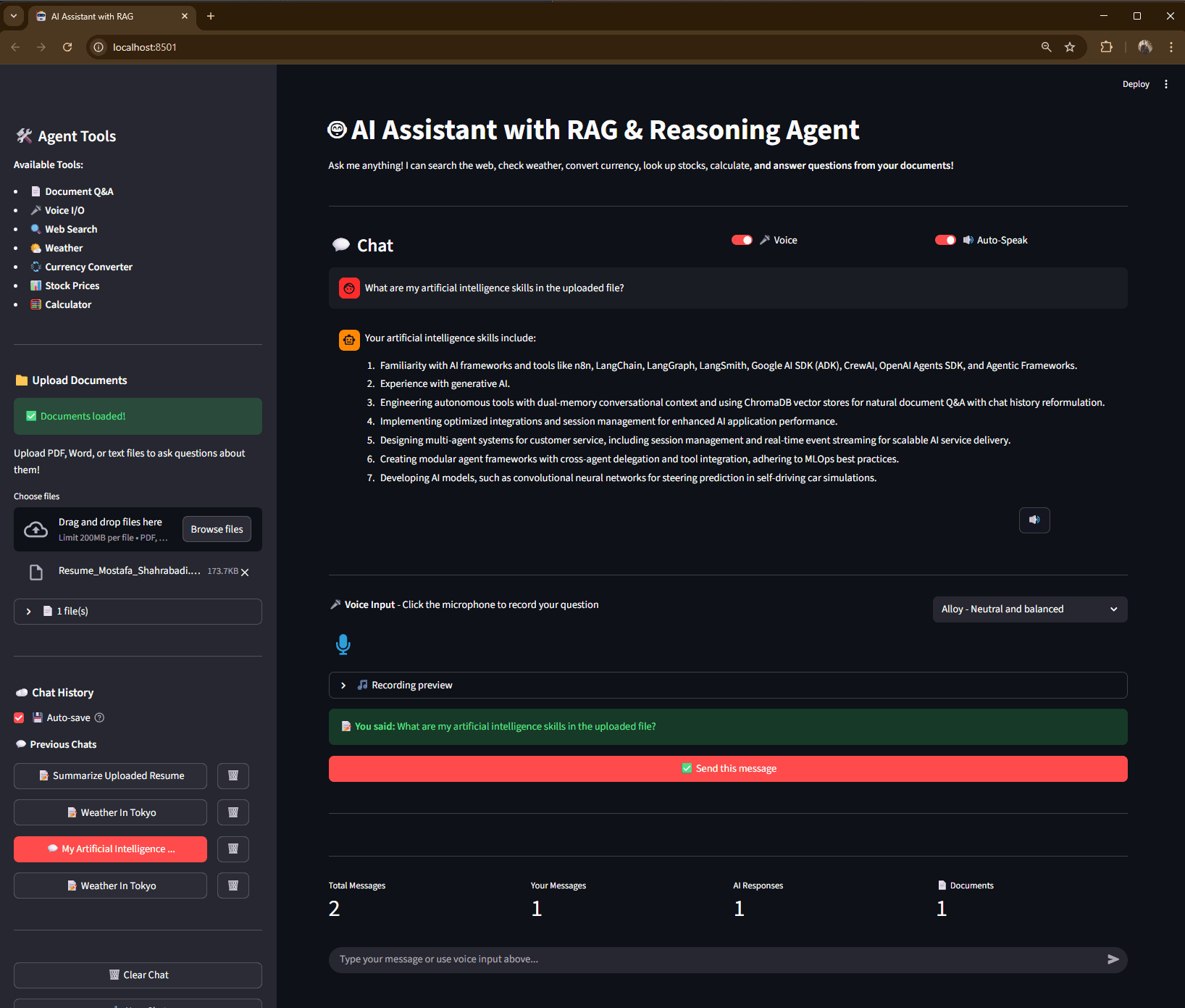 AI Assistant M3 - Conversational RAG Agent with Voice I/O